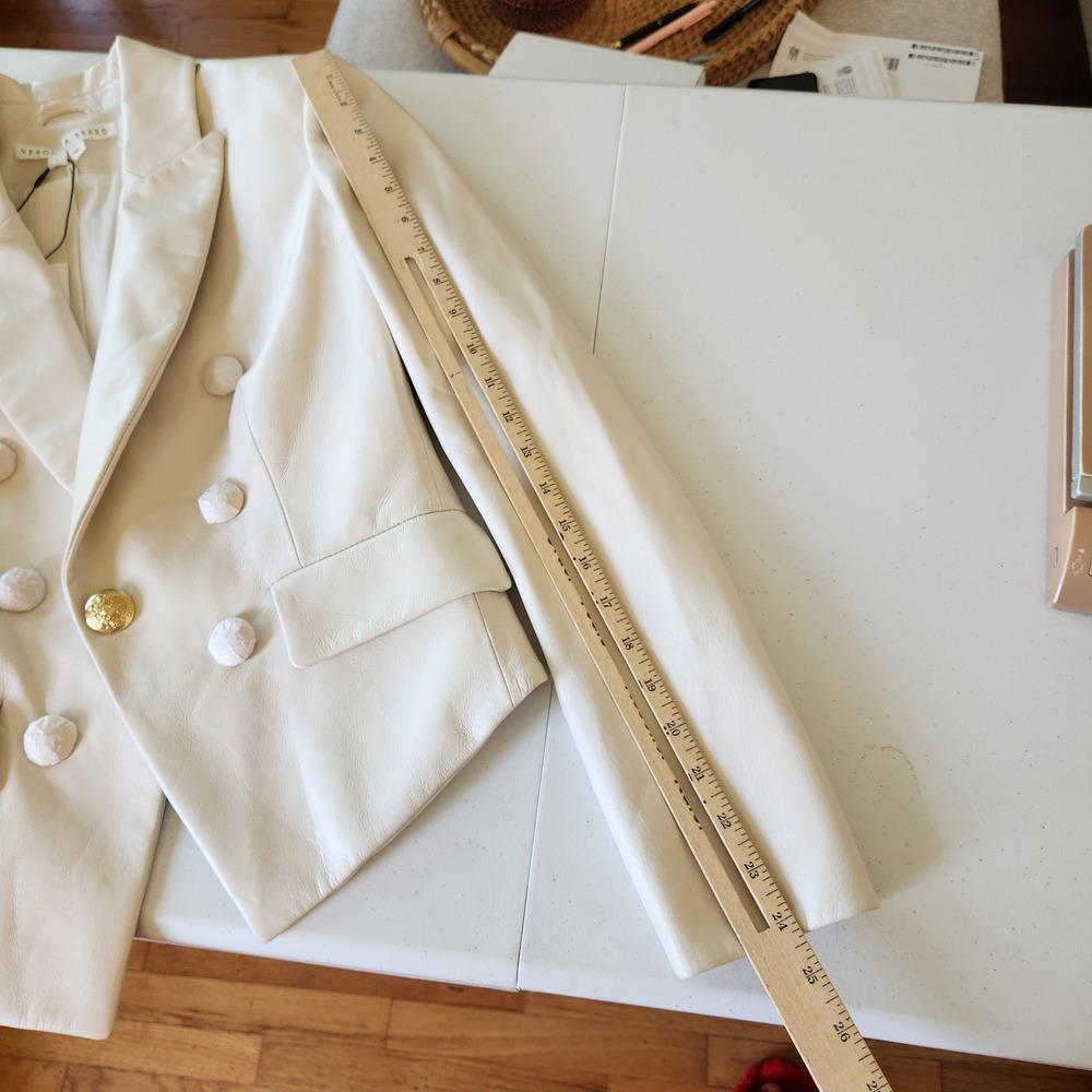 Veronica Beard Genuine Leather Dickie Jacket 4 Bone Chic Neutral Quiet Luxury - Picture 14 of 16